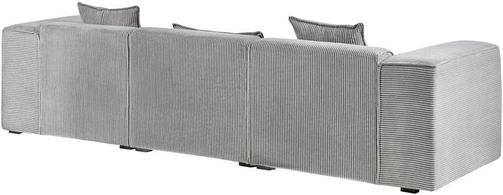 Beliani Trivietė sofa kampinė DOLVA, velvetinis audinys, šviesiai pilka, kairinė