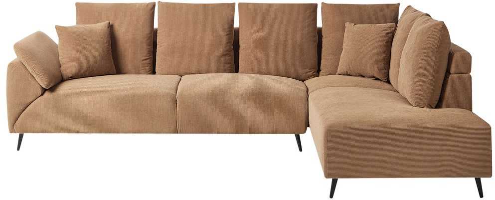 Beliani 4 vietų kampinė sofa LUNNER, velvetas, ruda, kairinė