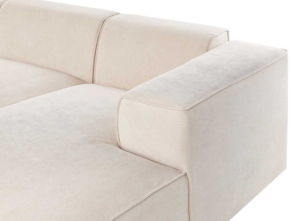 Beliani 3-vietė kampinė sofa DOLVA, velvetas, smėlio spalvos, kairinė
