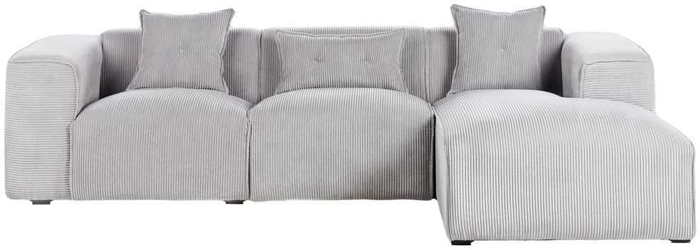 Beliani Trivietė sofa kampinė DOLVA, velvetinis audinys, šviesiai pilka, kairinė