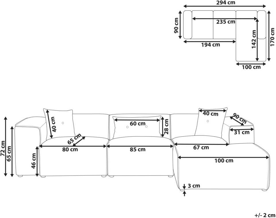 Beliani 3 vietų kampinė sofa DOLVA, velvetas, kreminė balta, kairinė