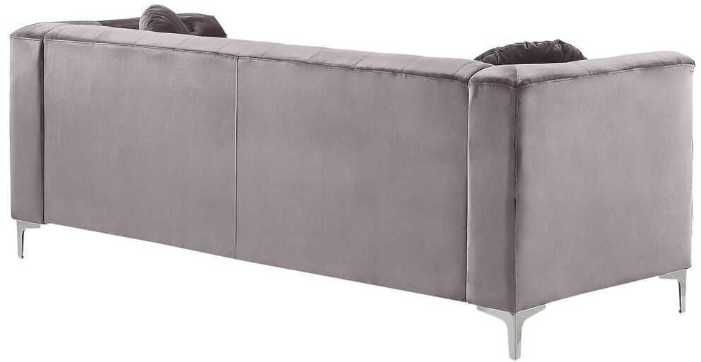 Beliani Trivietė kampinė sofa FLEN, veliūrinė, pilka, L-formos