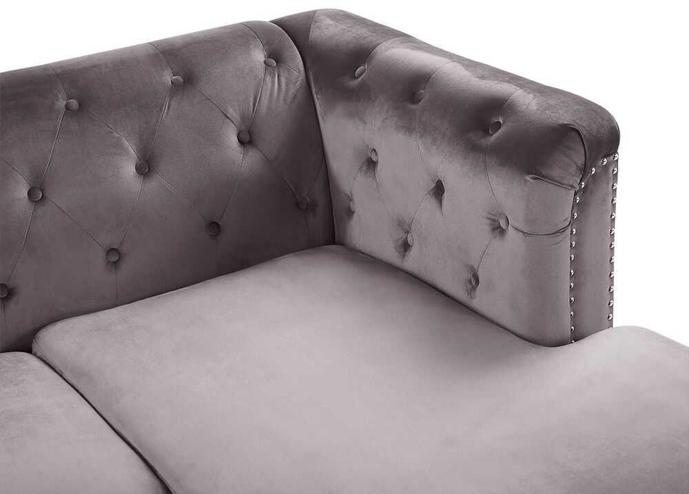 Beliani Trivietė kampinė sofa FLEN, veliūrinė, pilka, L-formos