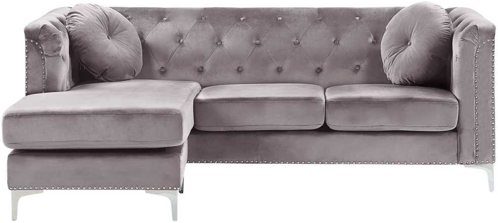 Beliani Trivietė kampinė sofa FLEN veliūrinė pilka
