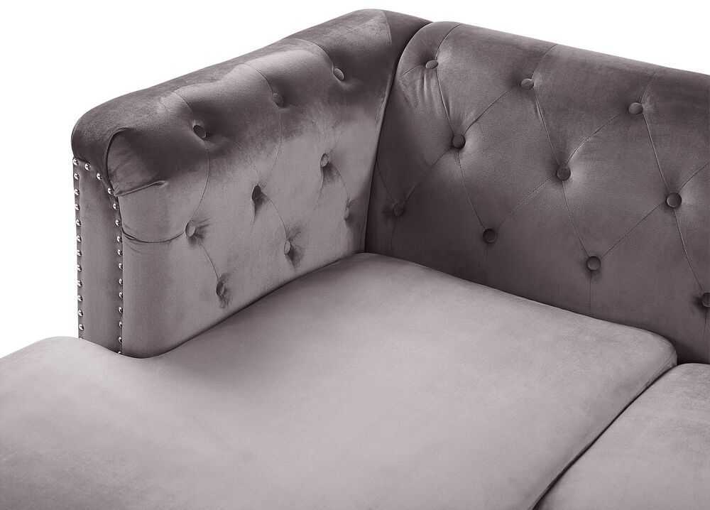Beliani Trivietė kampinė sofa FLEN veliūrinė pilka