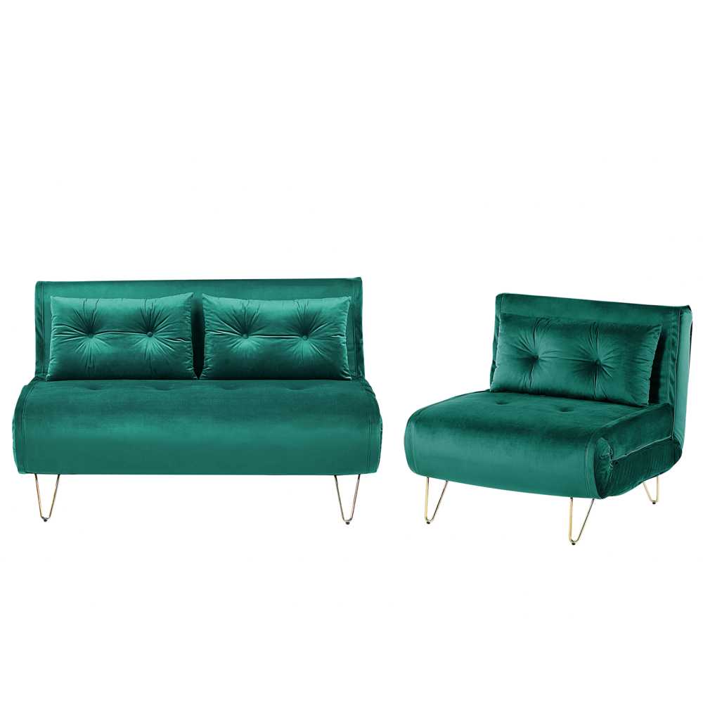 Sofa Beliani 3 vietų poilsio baldų komplektas VESTFOLD, tamsiai žalias veliūras