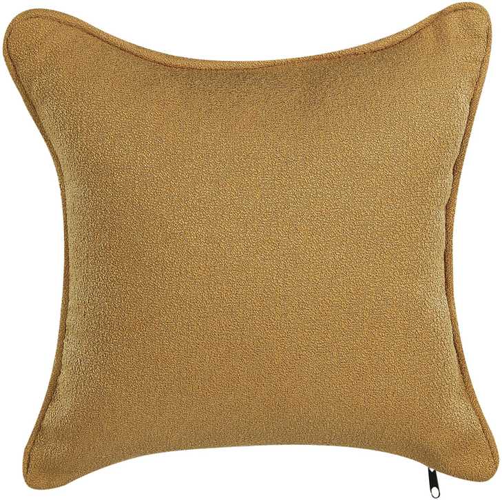 Sofa Beliani Kairysis gultas CHEVANNES iš „boucle“ audinio, garstyčių spalvos