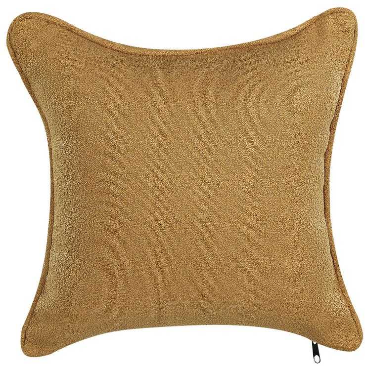 Sofa Beliani Kairysis gultas CHEVANNES iš „boucle“ audinio, garstyčių spalvos