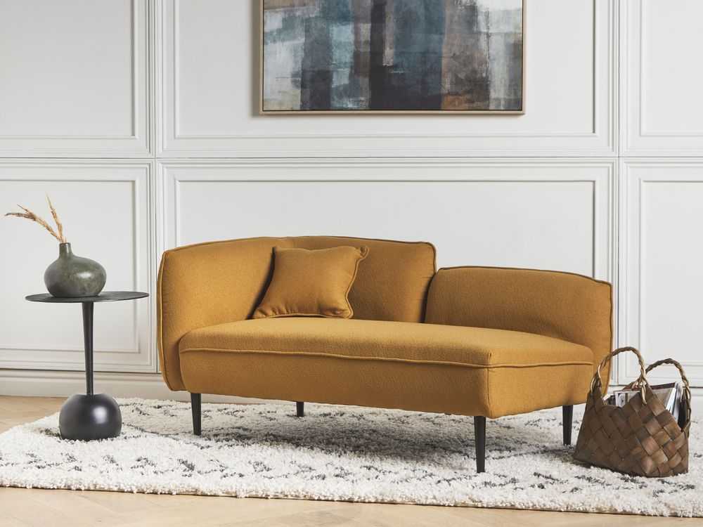 Sofa Beliani Kairysis gultas CHEVANNES iš „boucle“ audinio, garstyčių spalvos