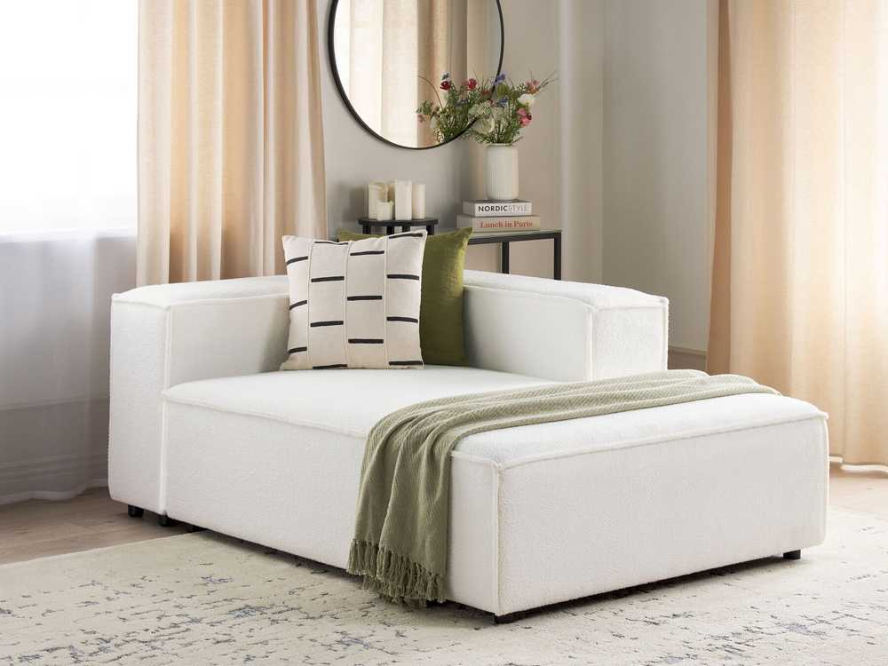 Sofa Beliani Kairės pusės šezlongas ARDAL Boucle, sulaužyta balta