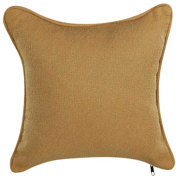 Sofa Beliani Kairysis gultas CHEVANNES iš „boucle“ audinio, garstyčių spalvos