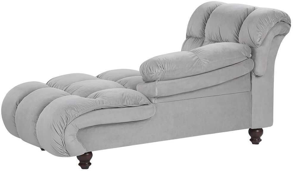 Sofa Beliani Kairinis šezlongas LORMONT veliūrinis, šviesiai pilkas