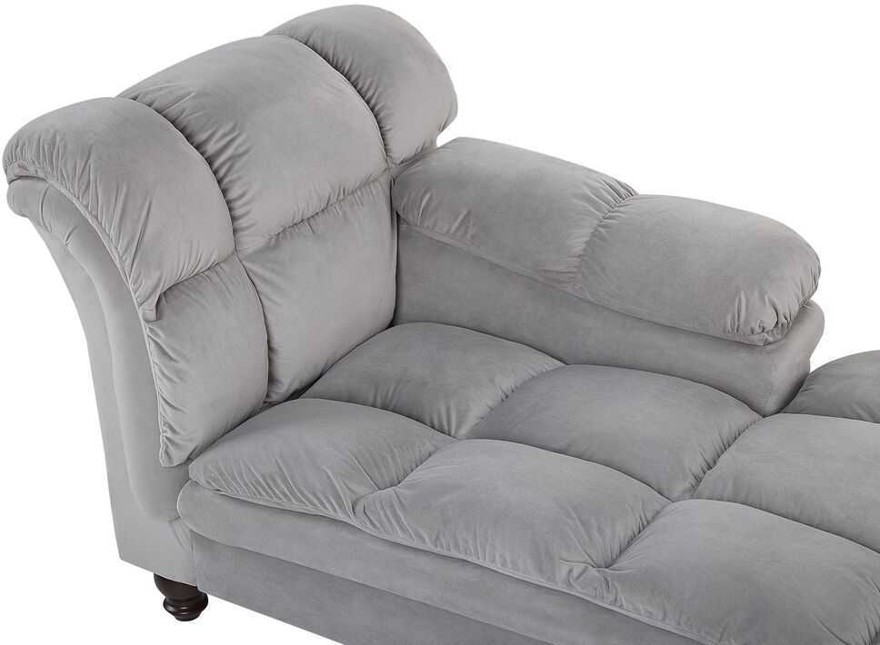 Sofa Beliani Kairinis šezlongas LORMONT veliūrinis, šviesiai pilkas