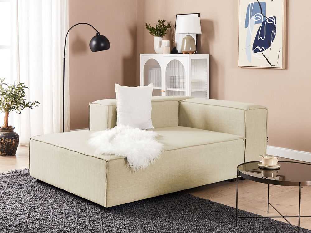 Sofa Beliani Šezlongas APRICA sintetinis linas smėlio spalvos