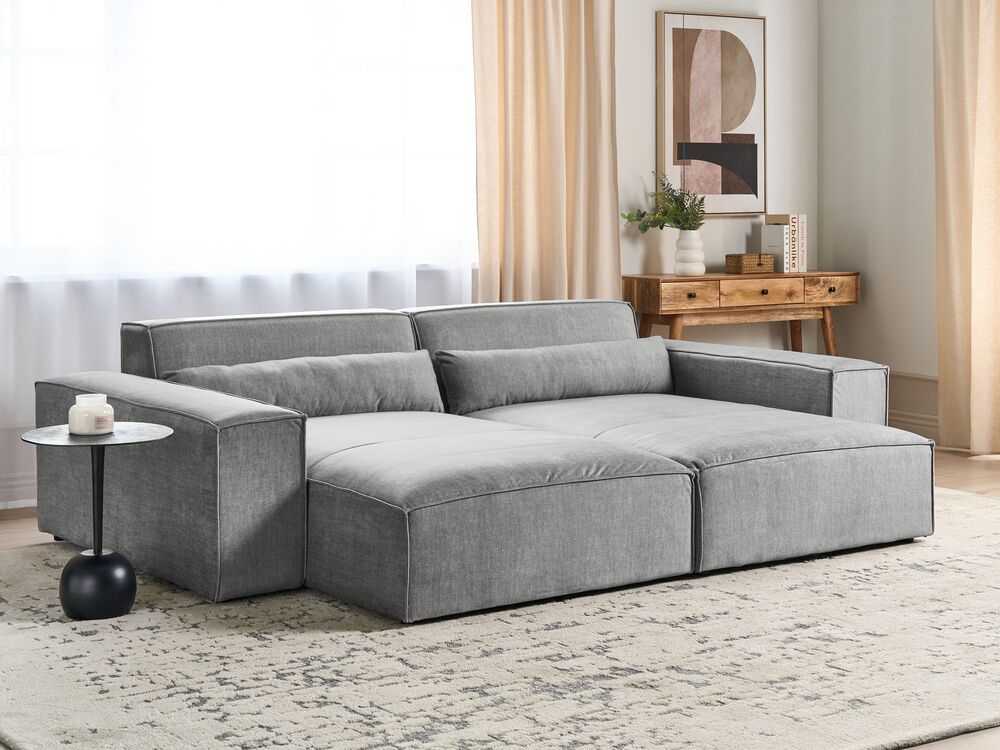 Beliani Dešininė šezlongo sofa HELLNAR, pilka