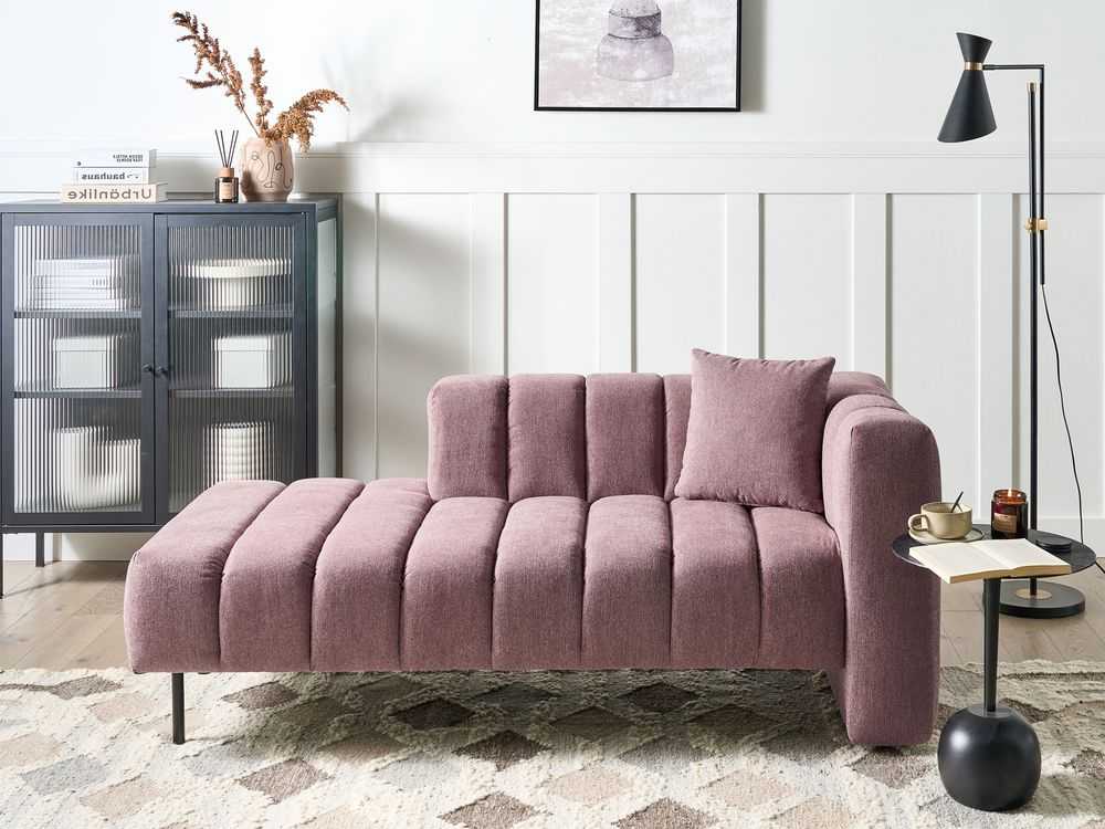 Sofa Beliani Dešininis gultas LANNILS rožinės spalvos