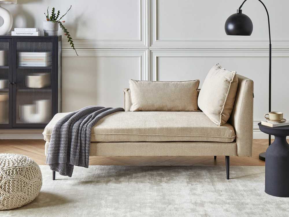 Beliani Dešininė gulto sofa YERRES smėlio spalvos