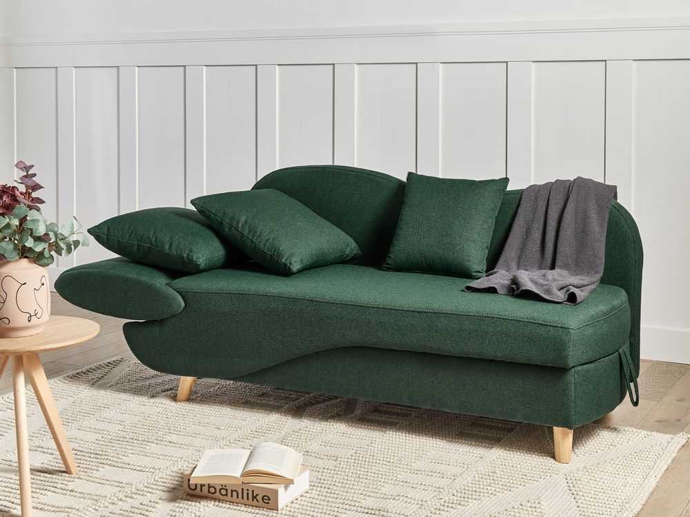 Sofa Beliani Kairinis sėdimas gultas MERI su daiktadėže, sintetinė lininė medžiaga, žalias