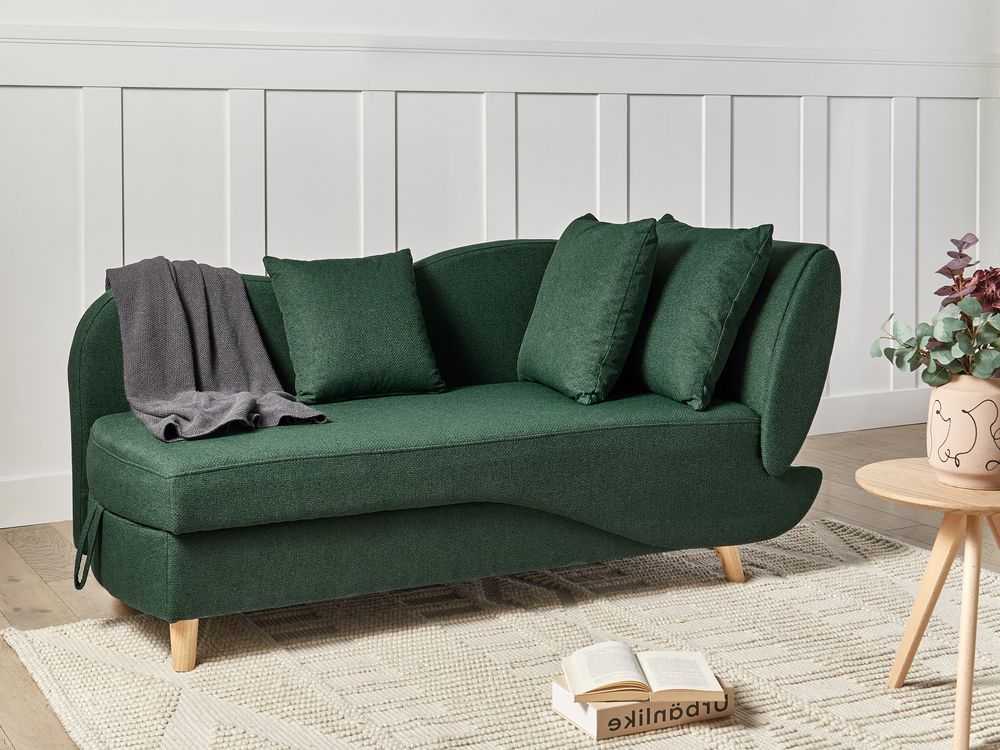 Sofa Beliani Dešininis šezlongas MERI, dirbtinio lino, žalias, su daiktadėže