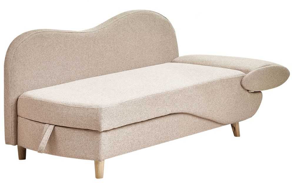 Sofa Beliani Dešininė šezlongas MERI sintetinis linas šviesiai rudas su daiktadėže