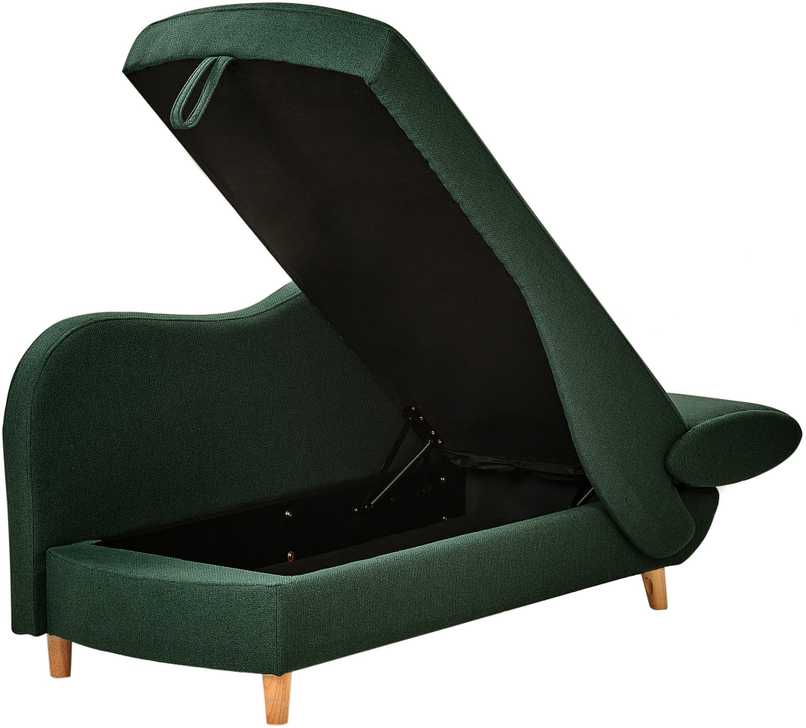 Sofa Beliani Dešininis šezlongas MERI, dirbtinio lino, žalias, su daiktadėže