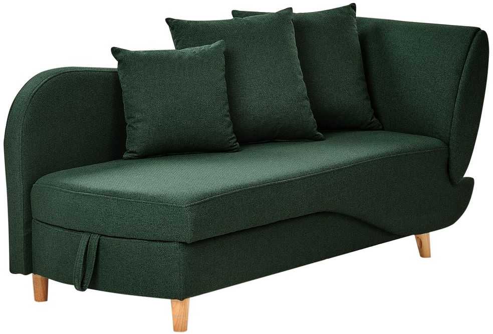 Sofa Beliani Dešininis šezlongas MERI, dirbtinio lino, žalias, su daiktadėže