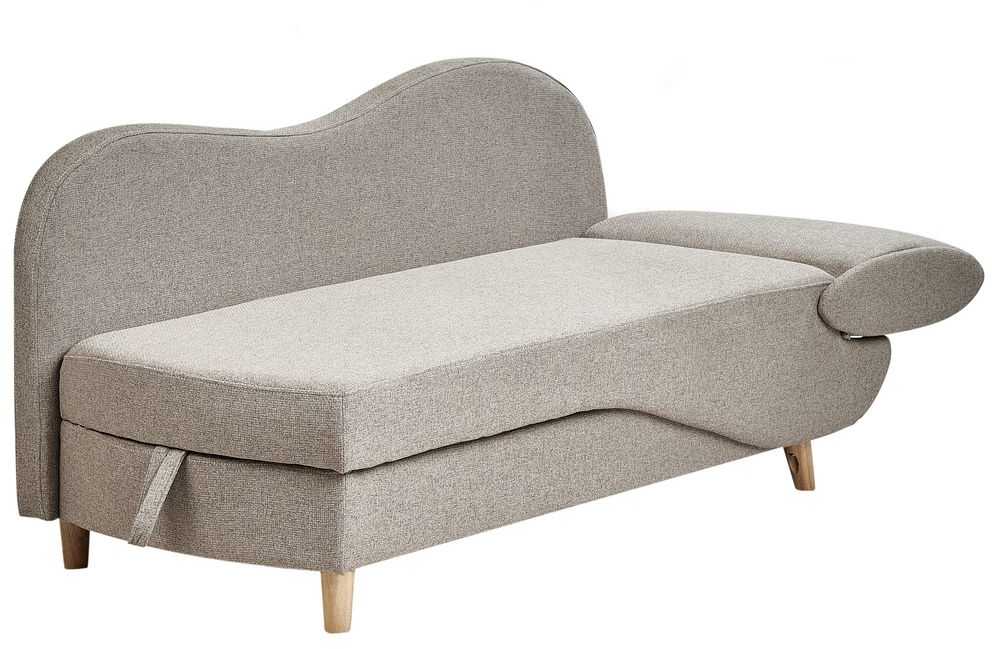 Sofa Beliani Dešininė šezlongas MERI sintetinis linas šviesiai rudas su daiktadėže