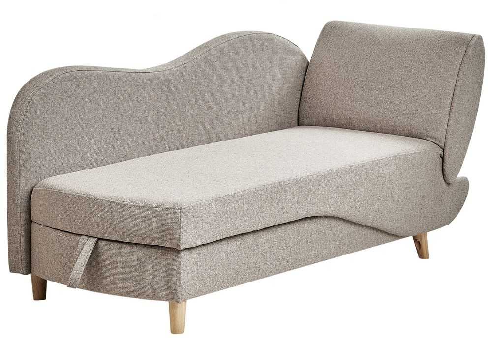 Sofa Beliani Dešininė šezlongas MERI sintetinis linas šviesiai rudas su daiktadėže