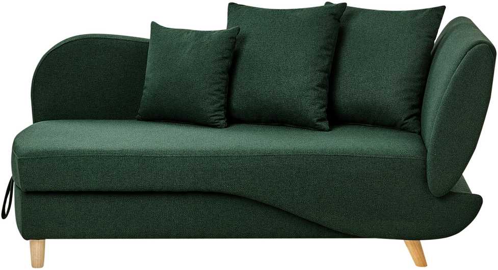 Sofa Beliani Dešininis šezlongas MERI, dirbtinio lino, žalias, su daiktadėže