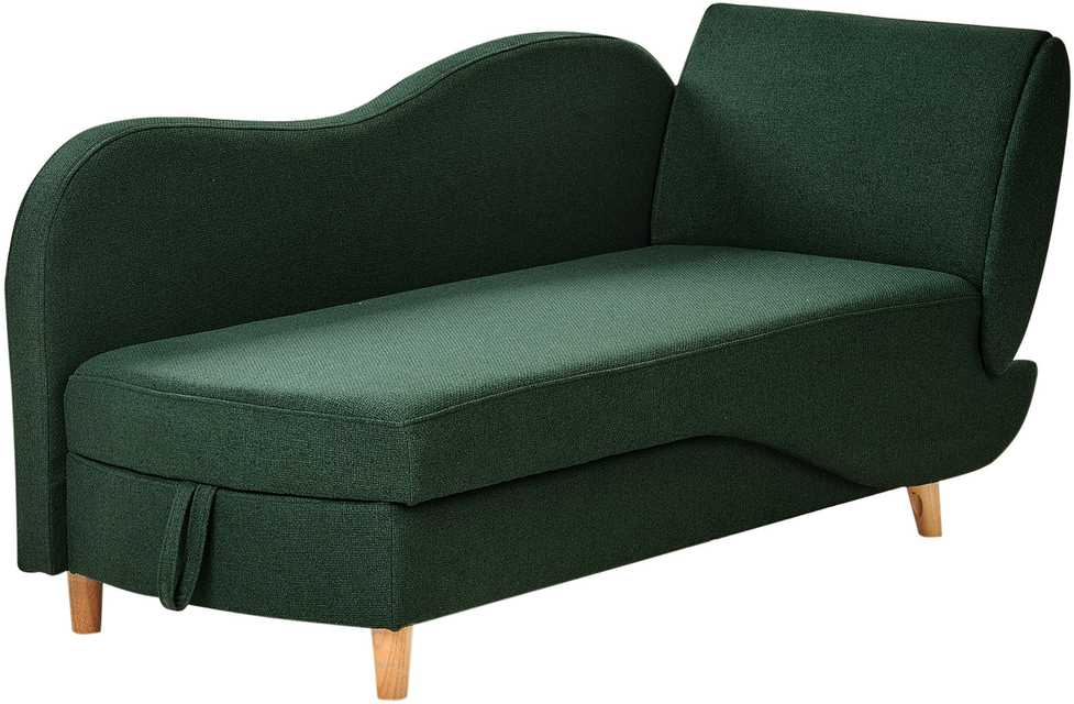 Sofa Beliani Dešininis šezlongas MERI, dirbtinio lino, žalias, su daiktadėže