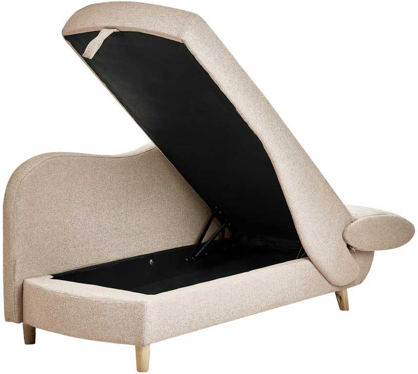 Sofa Beliani Dešininė šezlongas MERI sintetinis linas šviesiai rudas su daiktadėže