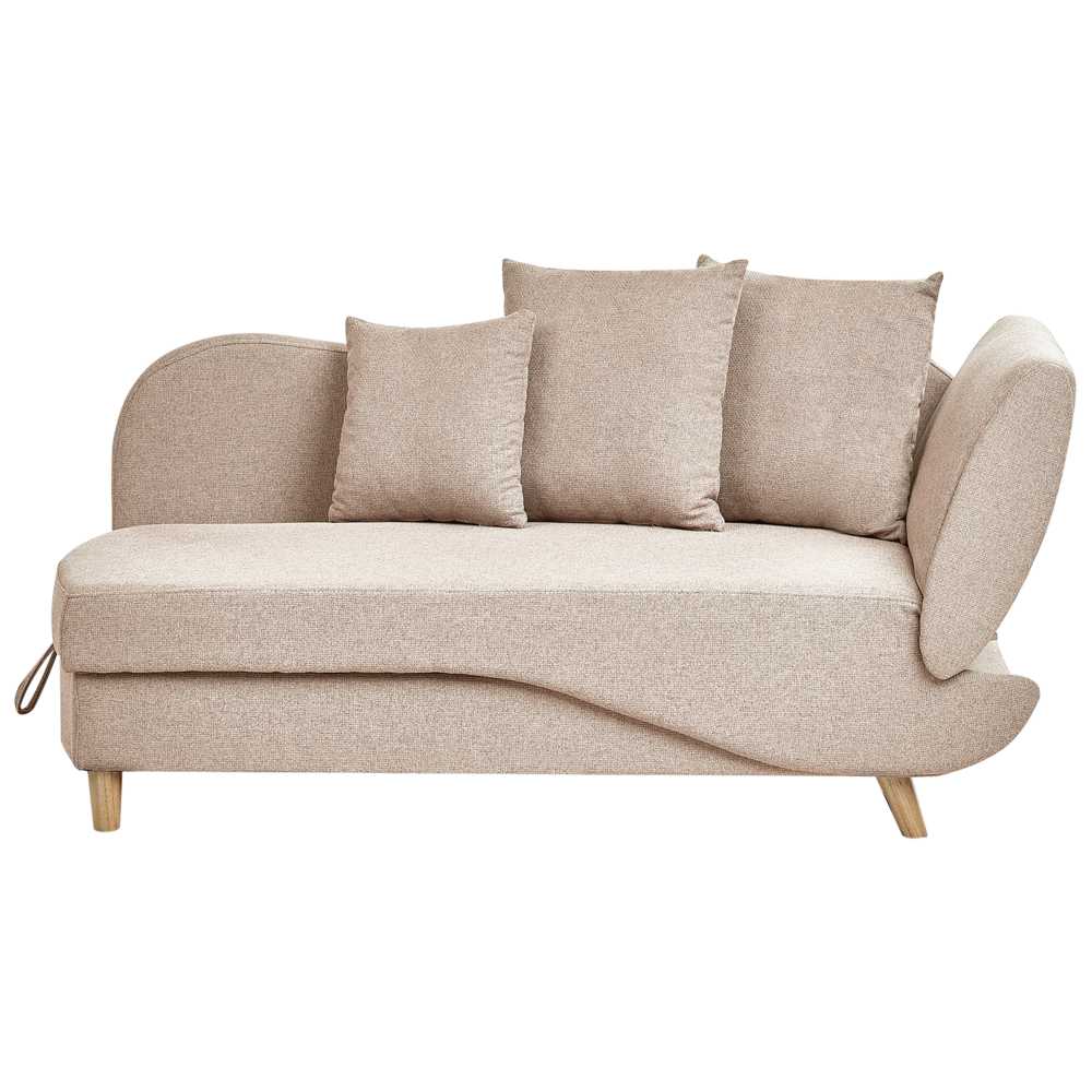 Sofa Beliani Dešininė šezlongas MERI sintetinis linas šviesiai rudas su daiktadėže