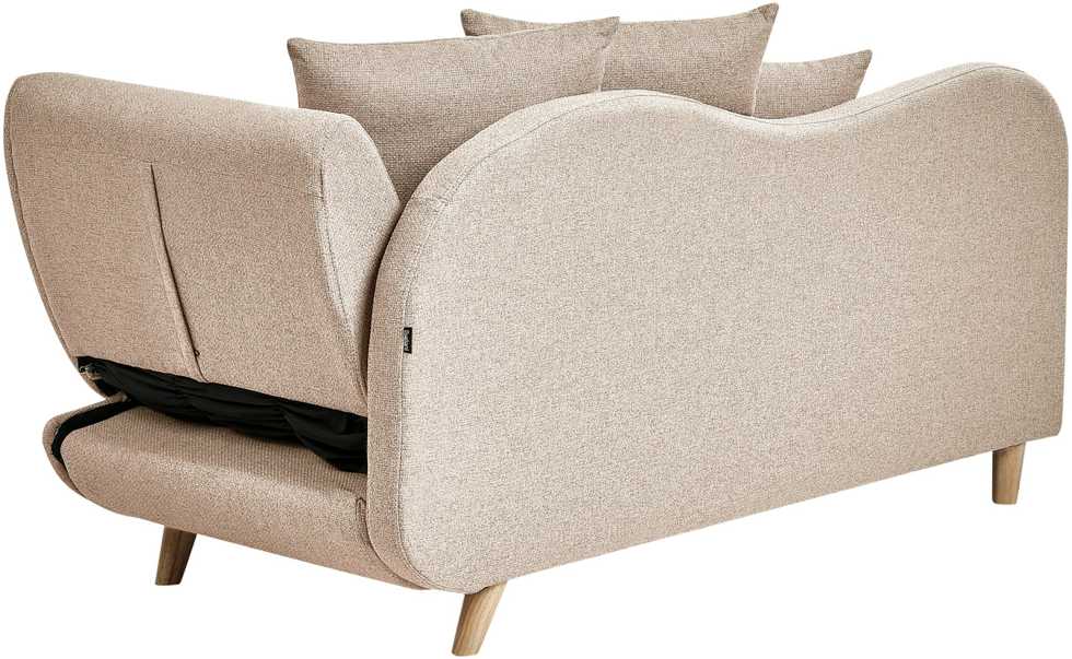 Sofa Beliani Dešininė šezlongas MERI sintetinis linas šviesiai rudas su daiktadėže