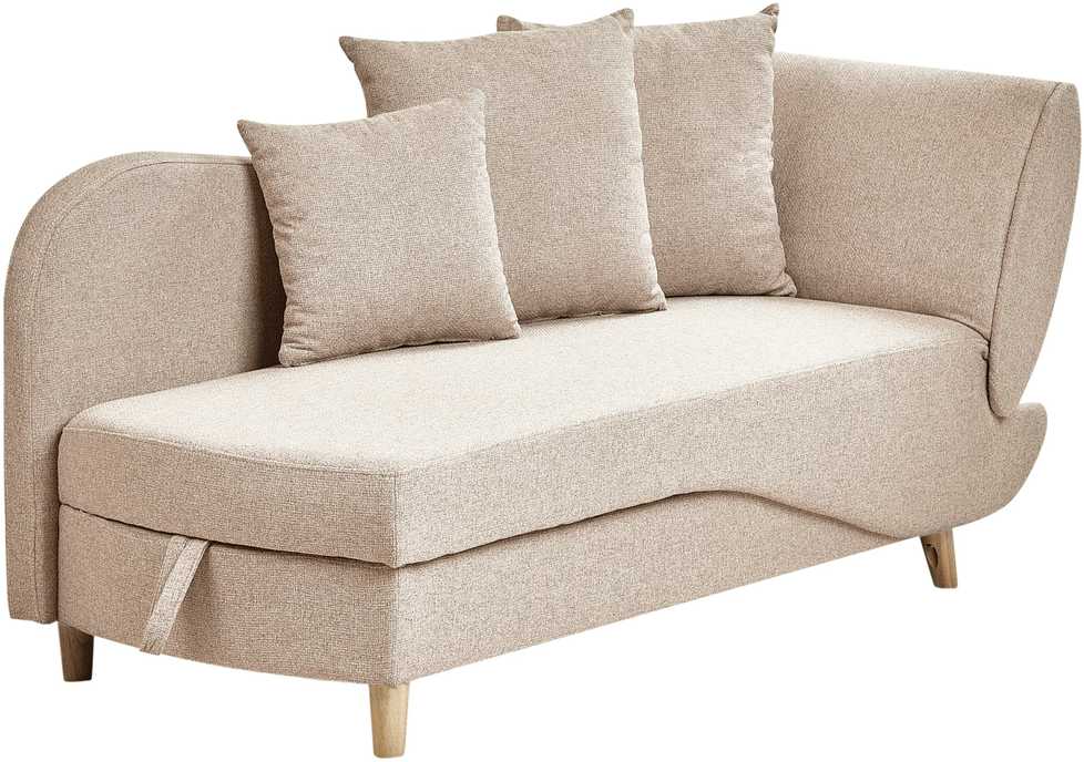 Sofa Beliani Dešininė šezlongas MERI sintetinis linas šviesiai rudas su daiktadėže
