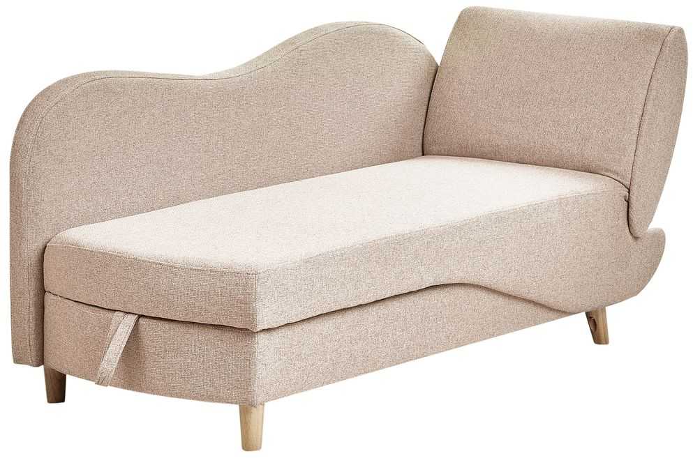 Sofa Beliani Dešininė šezlongas MERI sintetinis linas šviesiai rudas su daiktadėže