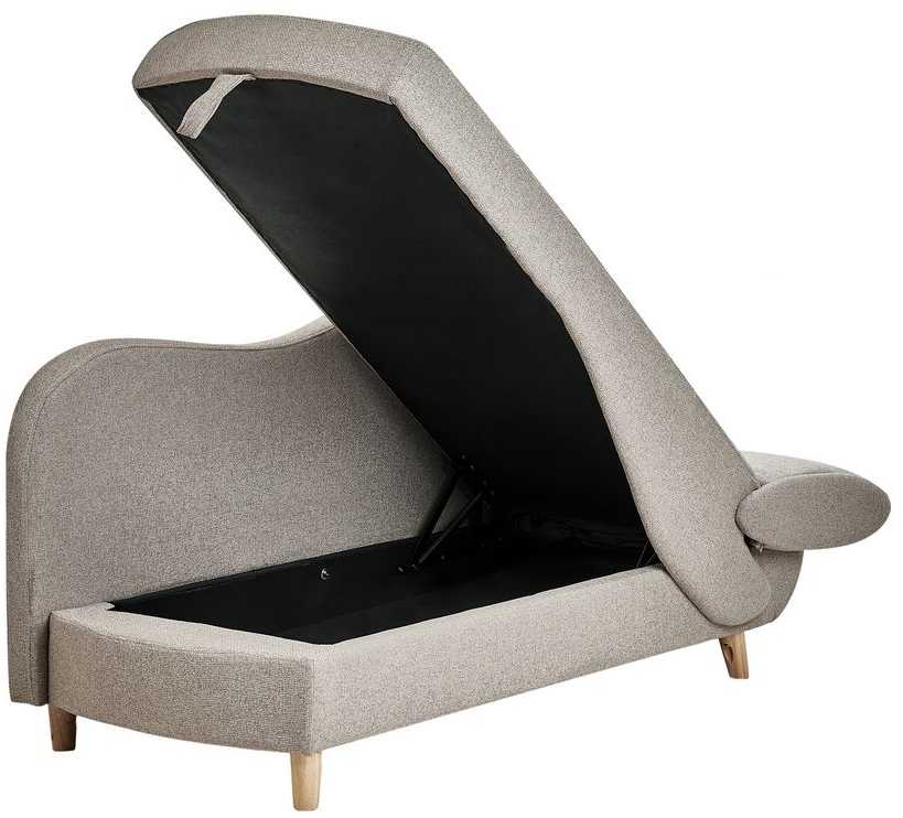 Sofa Beliani Dešininė šezlongas MERI sintetinis linas šviesiai rudas su daiktadėže