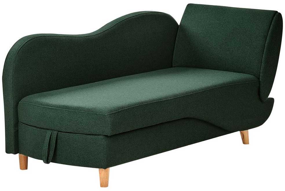 Sofa Beliani Dešininis šezlongas MERI, dirbtinio lino, žalias, su daiktadėže