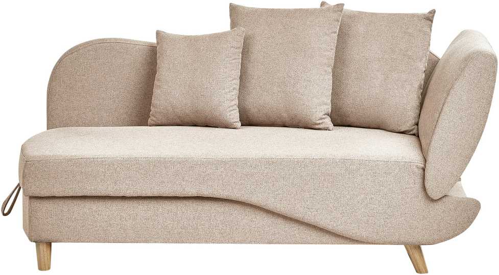 Sofa Beliani Dešininė šezlongas MERI sintetinis linas šviesiai rudas su daiktadėže