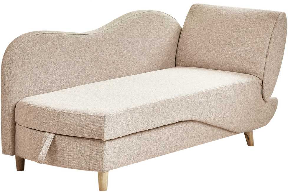 Sofa Beliani Dešininė šezlongas MERI sintetinis linas šviesiai rudas su daiktadėže