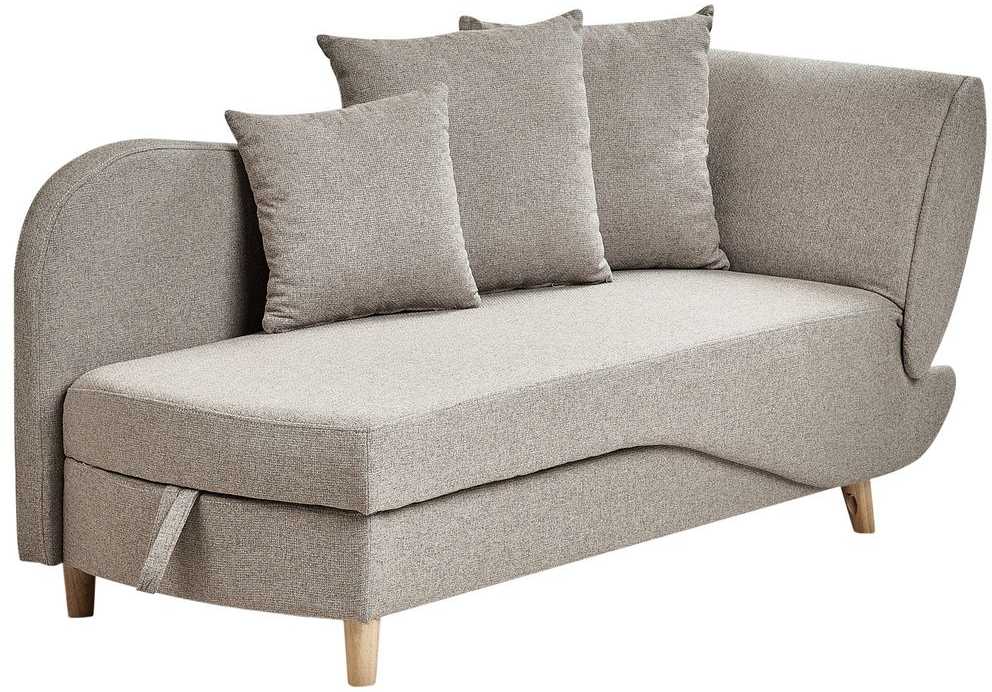 Sofa Beliani Dešininė šezlongas MERI sintetinis linas šviesiai rudas su daiktadėže