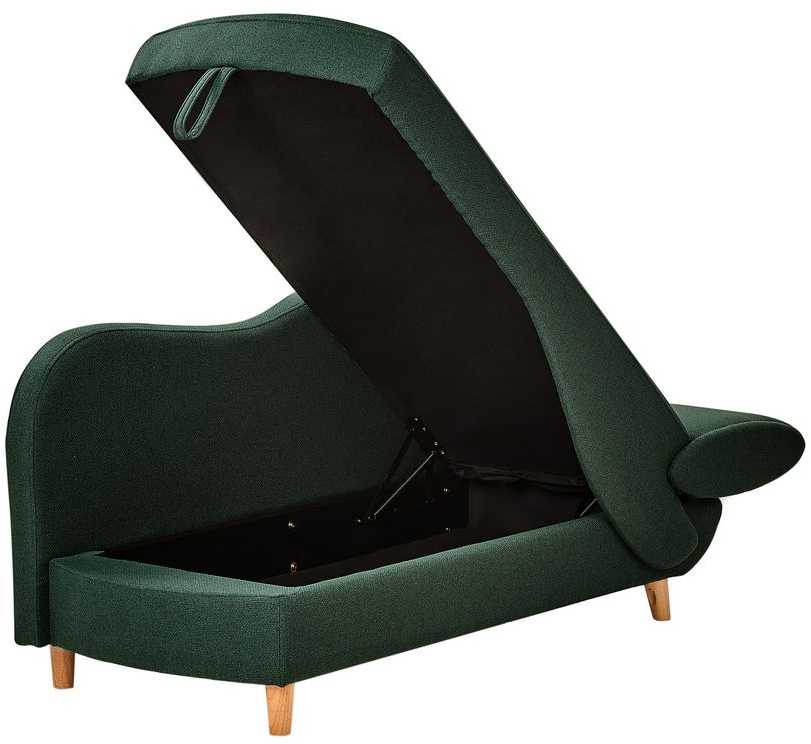 Sofa Beliani Dešininis šezlongas MERI, dirbtinio lino, žalias, su daiktadėže