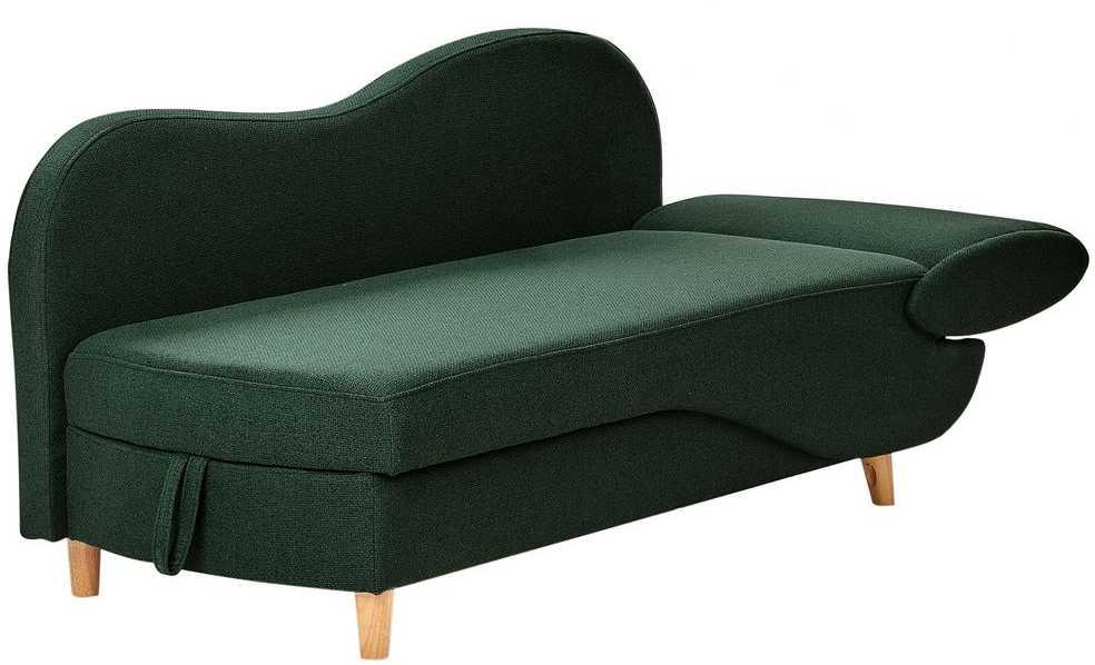 Sofa Beliani Dešininis šezlongas MERI, dirbtinio lino, žalias, su daiktadėže