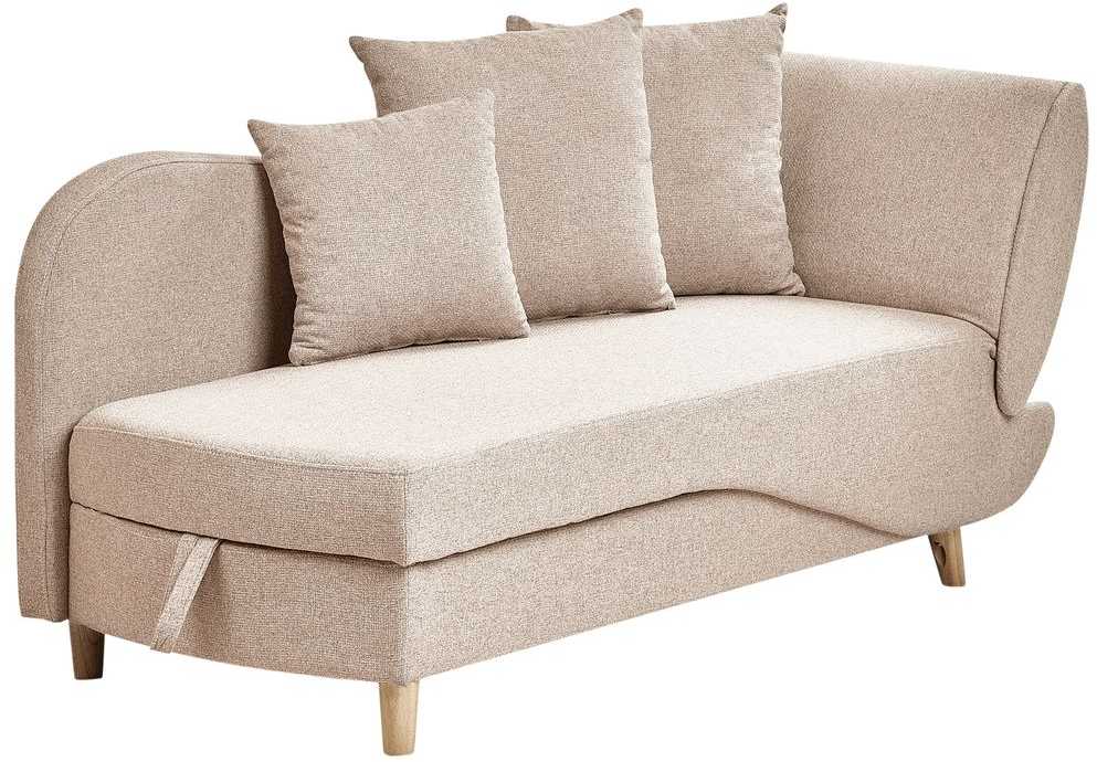 Sofa Beliani Dešininė šezlongas MERI sintetinis linas šviesiai rudas su daiktadėže