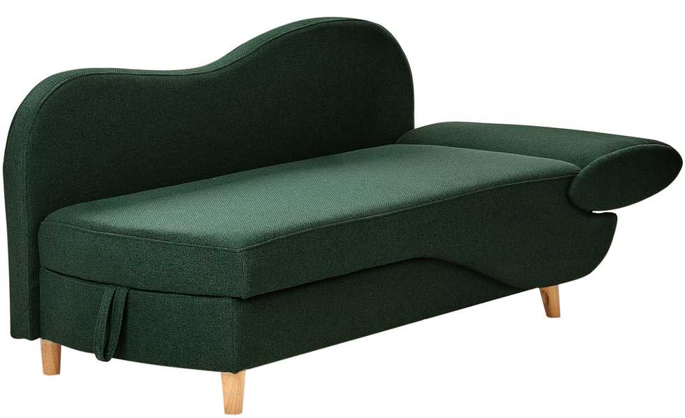 Sofa Beliani Dešininis šezlongas MERI, dirbtinio lino, žalias, su daiktadėže