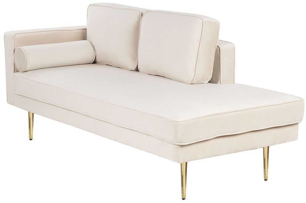 Sofa Beliani Kairysis gultas MIRAMAS, smėlio spalvos veliūras