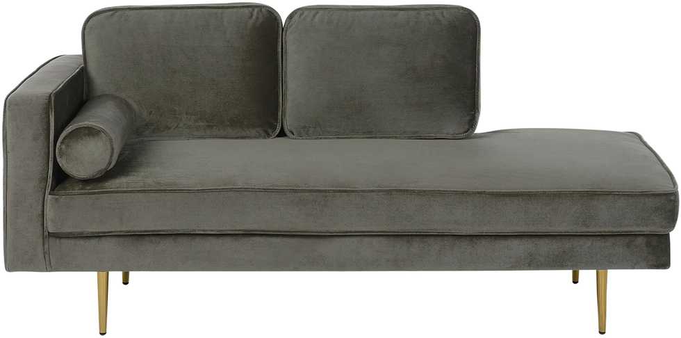 Sofa Beliani Kairysis gultas MIRAMAS, veliūras, pilkai smėlinės spalvos