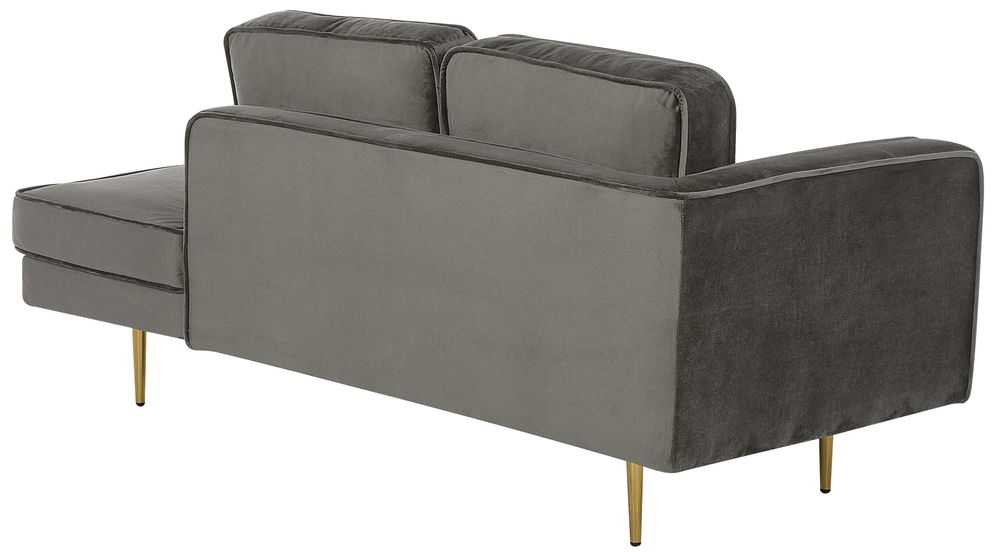 Sofa Beliani Kairysis gultas MIRAMAS, veliūras, pilkai smėlinės spalvos