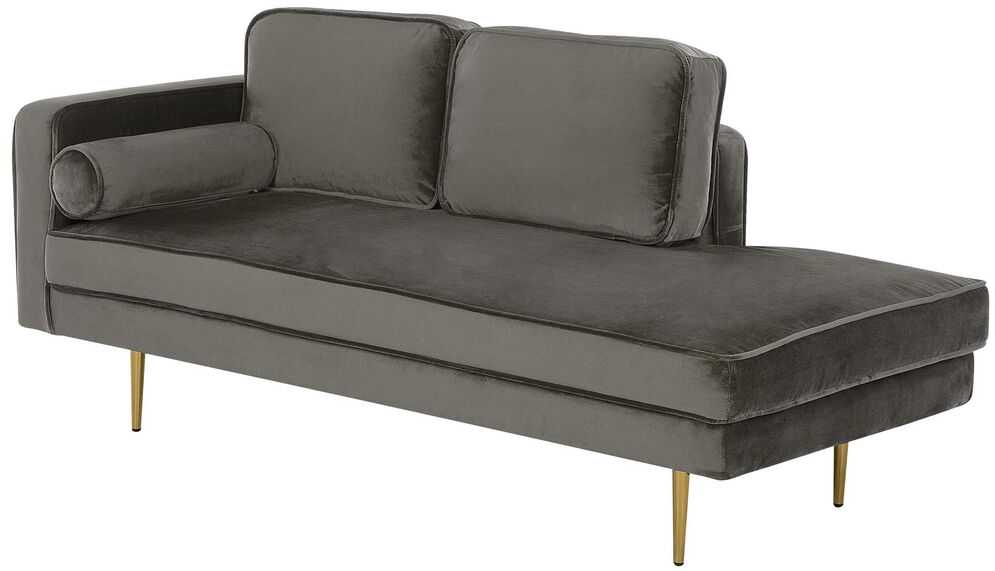 Sofa Beliani Kairysis gultas MIRAMAS, veliūras, pilkai smėlinės spalvos