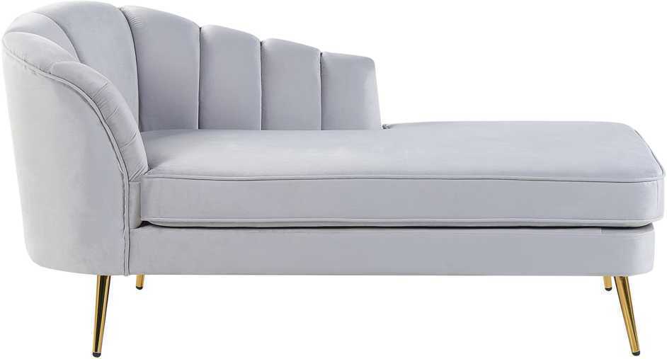 Sofa Beliani Kairysis šezlongas ALLIER, veliūras, šviesiai pilkas