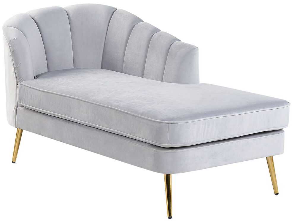 Sofa Beliani Kairysis šezlongas ALLIER, veliūras, šviesiai pilkas